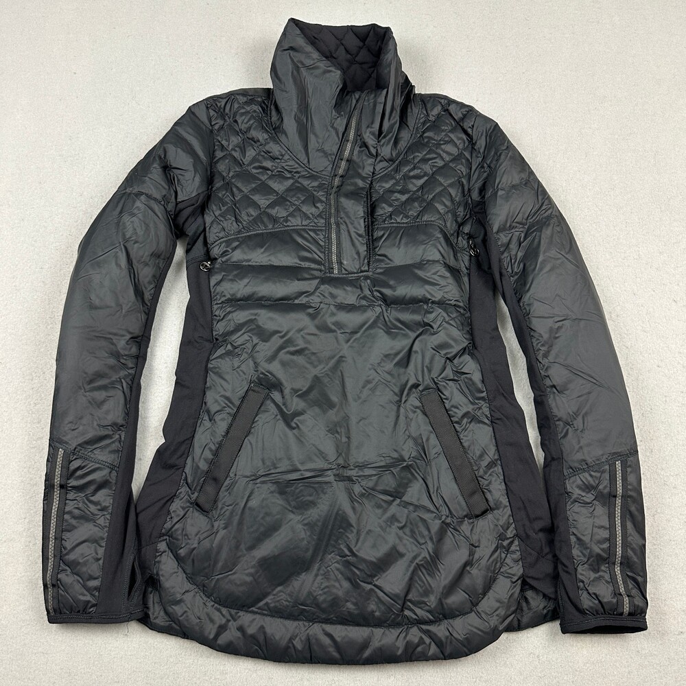 Lululemon Jacket Women 6 Black Quilted Hybrid Puffer 1/2 Zip Pullover Down